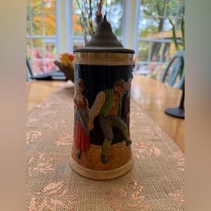 Vintage Ceramic Beer Stein with Dancing Couple- Made in Germany